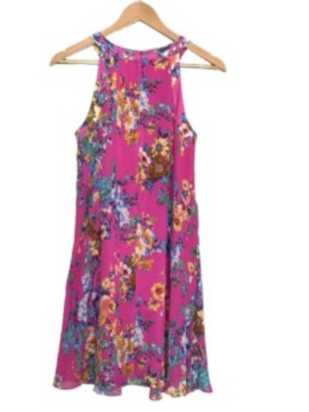 Betsey Johnson Bright Pink Floral Halter Swing Dress - Picture 2 of 4